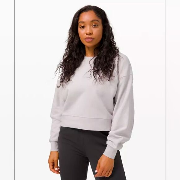 Lululemon Perfectly Cropped Crewneck In Chrome - Picture 1 of 4